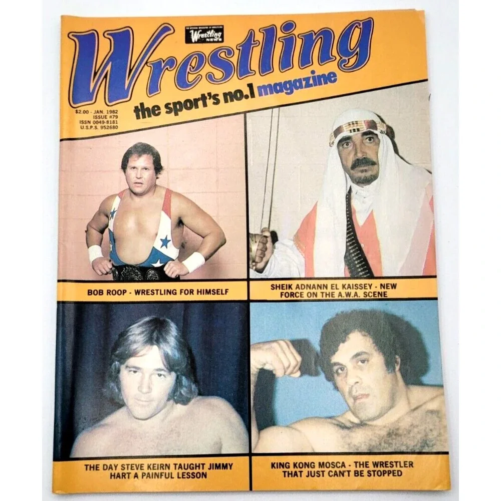 WRESTLING NEWS WRESTLING JAN 1982 JIMMY‎ HART SHEIK ADNANN NICK BOCKWINKEL